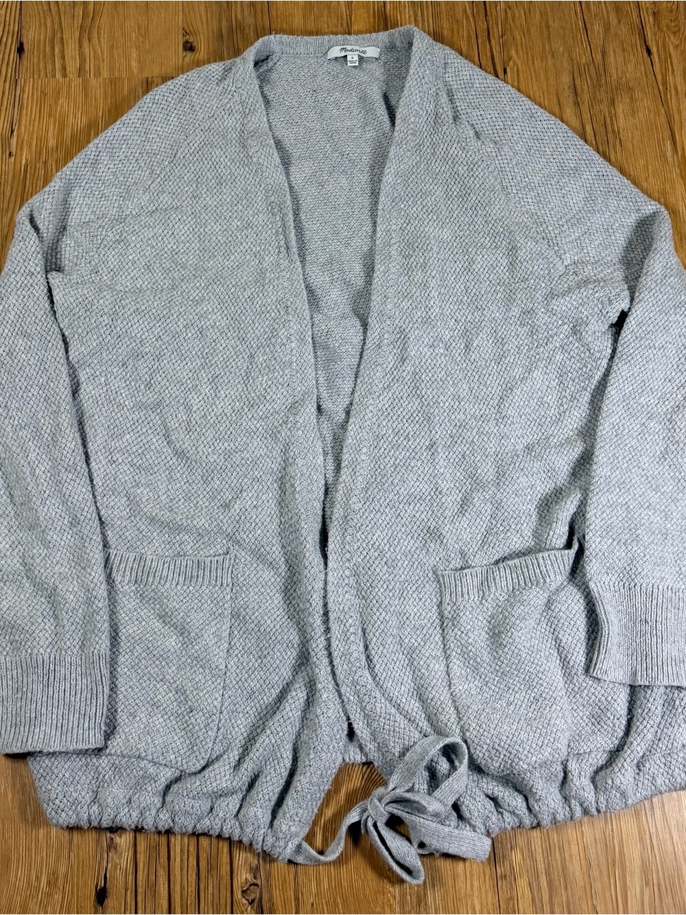 Madewell Palisades Cardigan Sweater Womens S Gray Open Front Drawstring